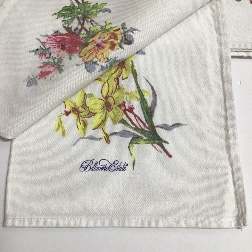 Biltmore Estate Floral Napkins SET OF 3 Thick Cotton Bread Basket Liners Cottage - Picture 4 of 12